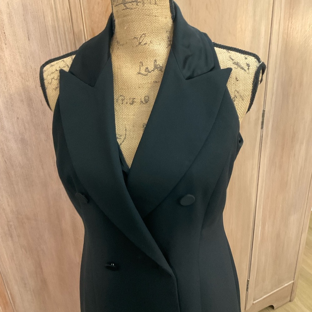 VTG 1996 Laundry Black Blazer Dress Double Breasted 90s Minimalist Chic CBK Sz 8 - Picture 11 of 16